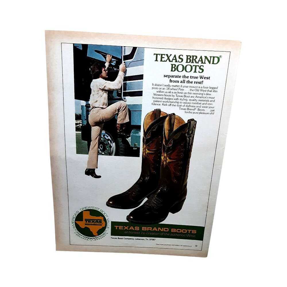 1980 Texas Brand Boots Western Original Print Ad vintage 80s